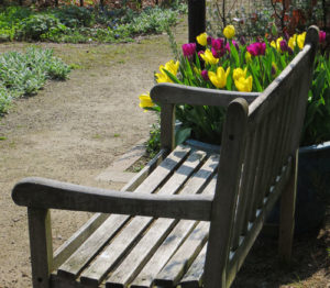 Garden bench at entrance Viller the Garden